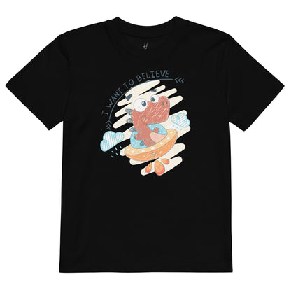 Organic cotton kids t-shirt - Dino UFO Pilot