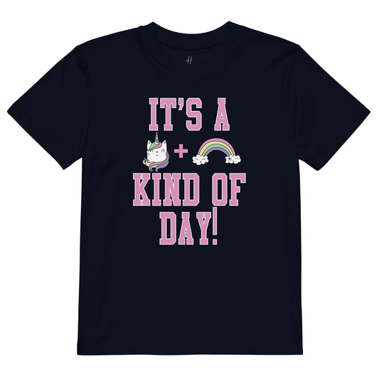 Organic cotton kids t-shirt - Unicorn Cats & Rainbows