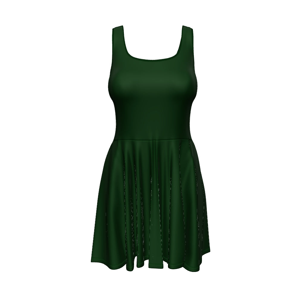 Sleeveless Skater Dress - Emerald Green