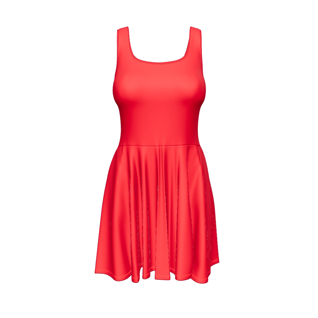 Sleeveless Skater Dress - Fiery Red