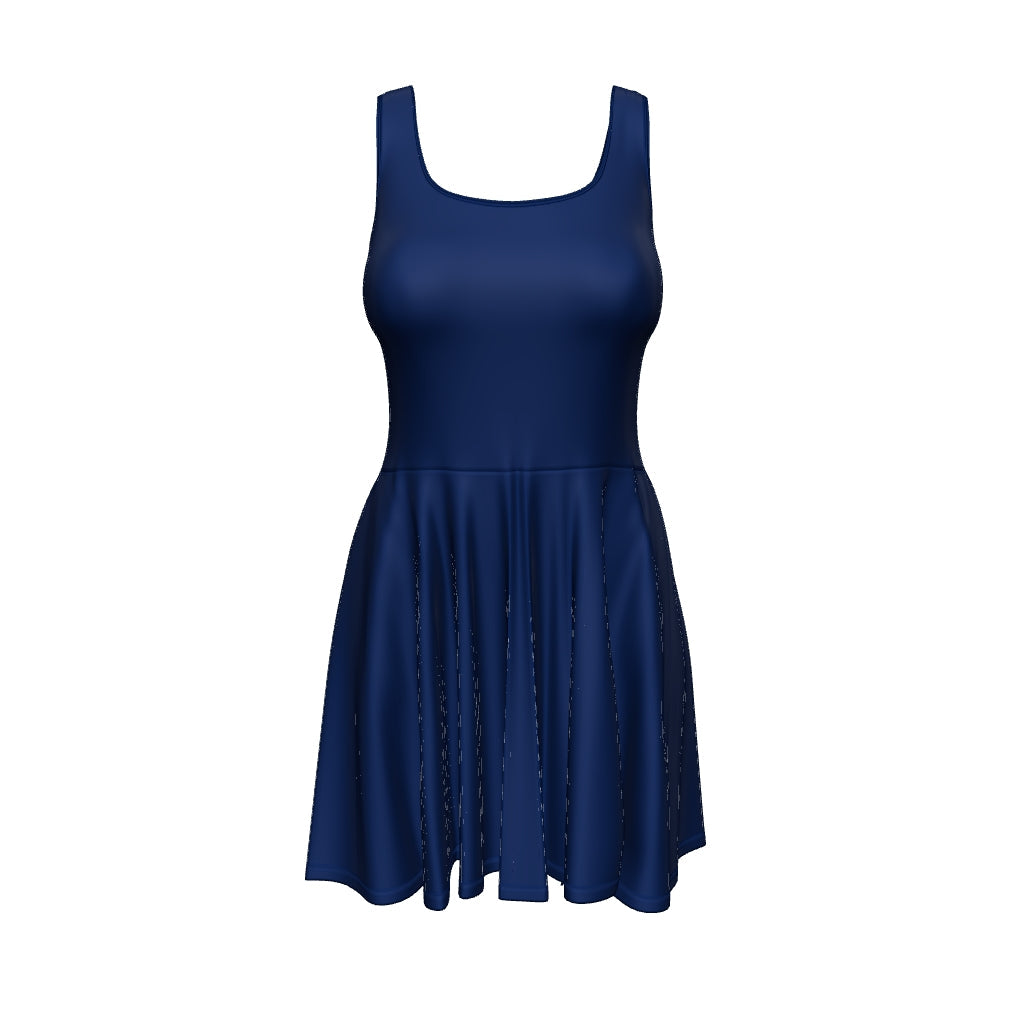 Sleeveless Skater Dress - Navy Blue