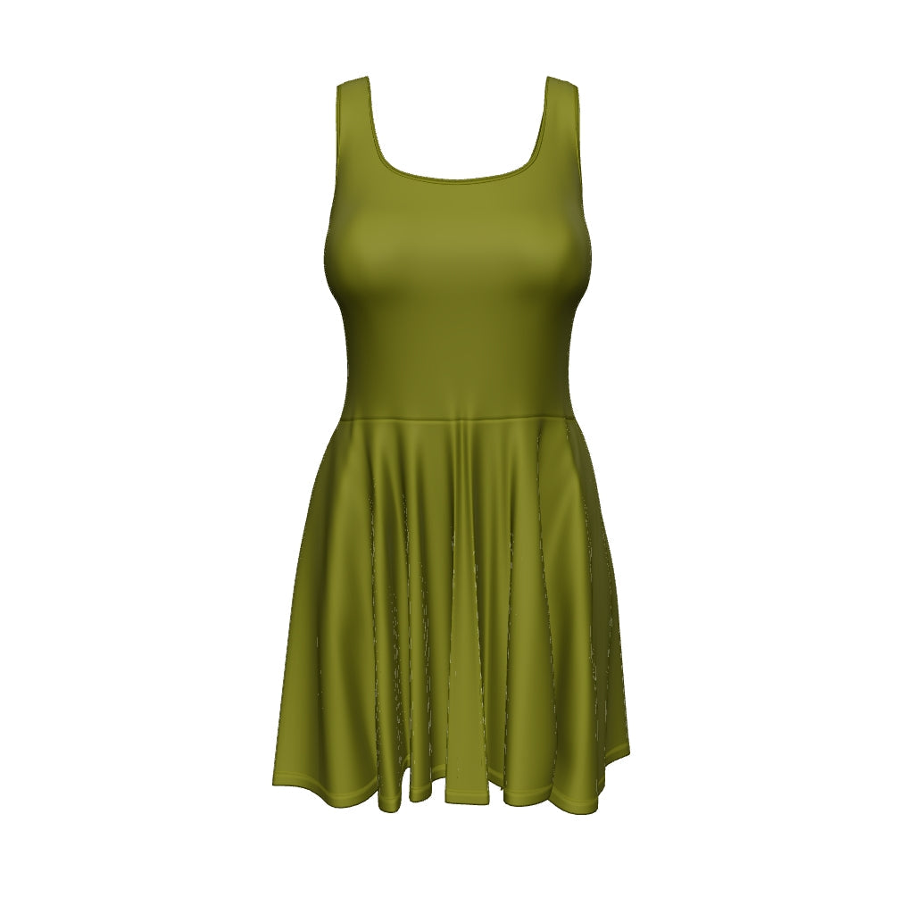Sleeveless Skater Dress - Olive Green Hamilton Coates Sleeveless Skater Dress - Olive Green Hamilton Coates