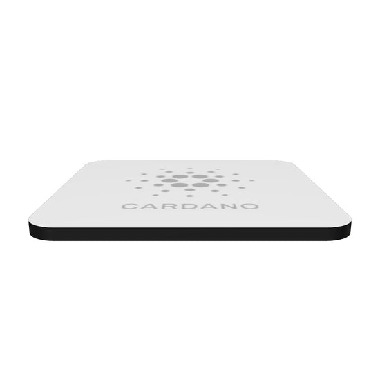 White Cork-Back Coaster - Cardano Logo, Stacked