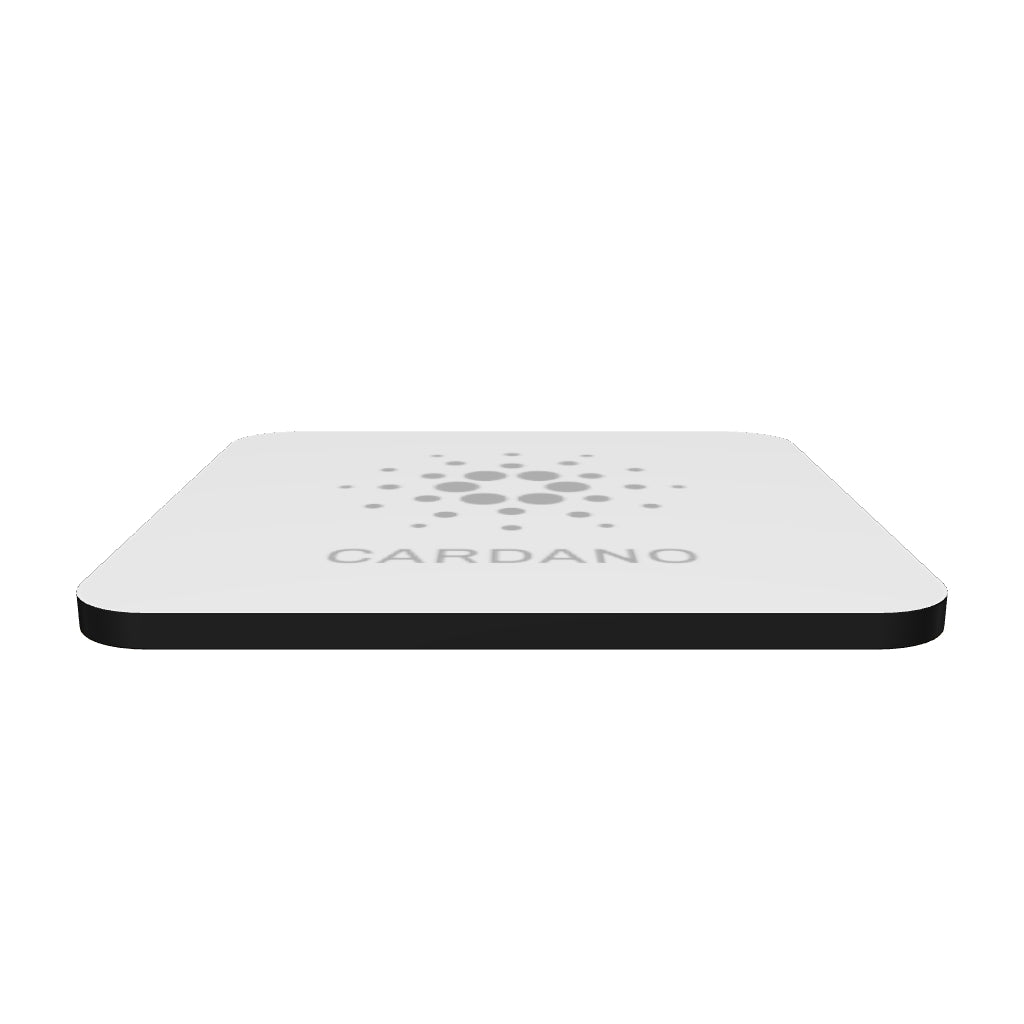 White Cork-Back Coaster - Cardano Logo, Stacked
