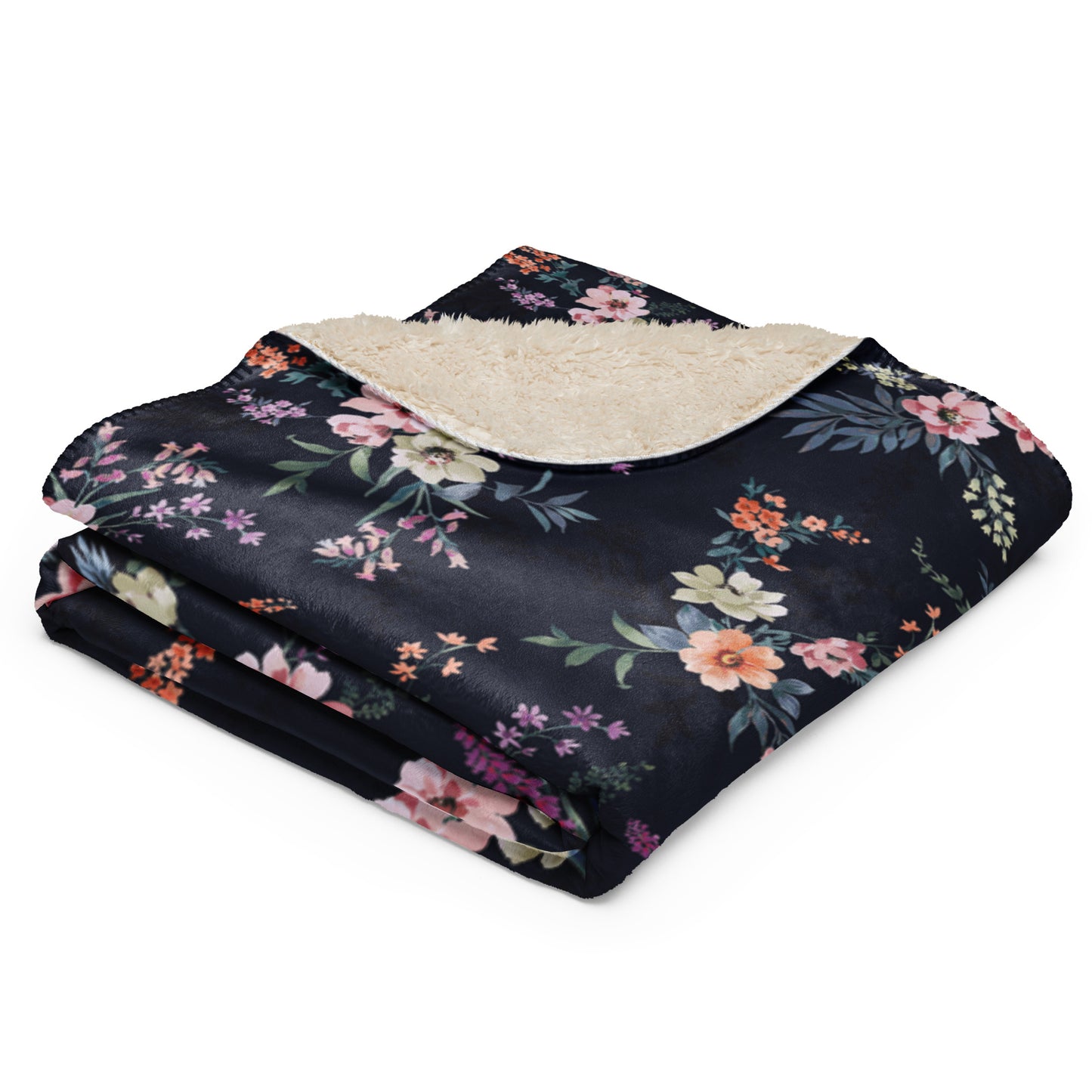 Sherpa blanket - Midnight Blooms