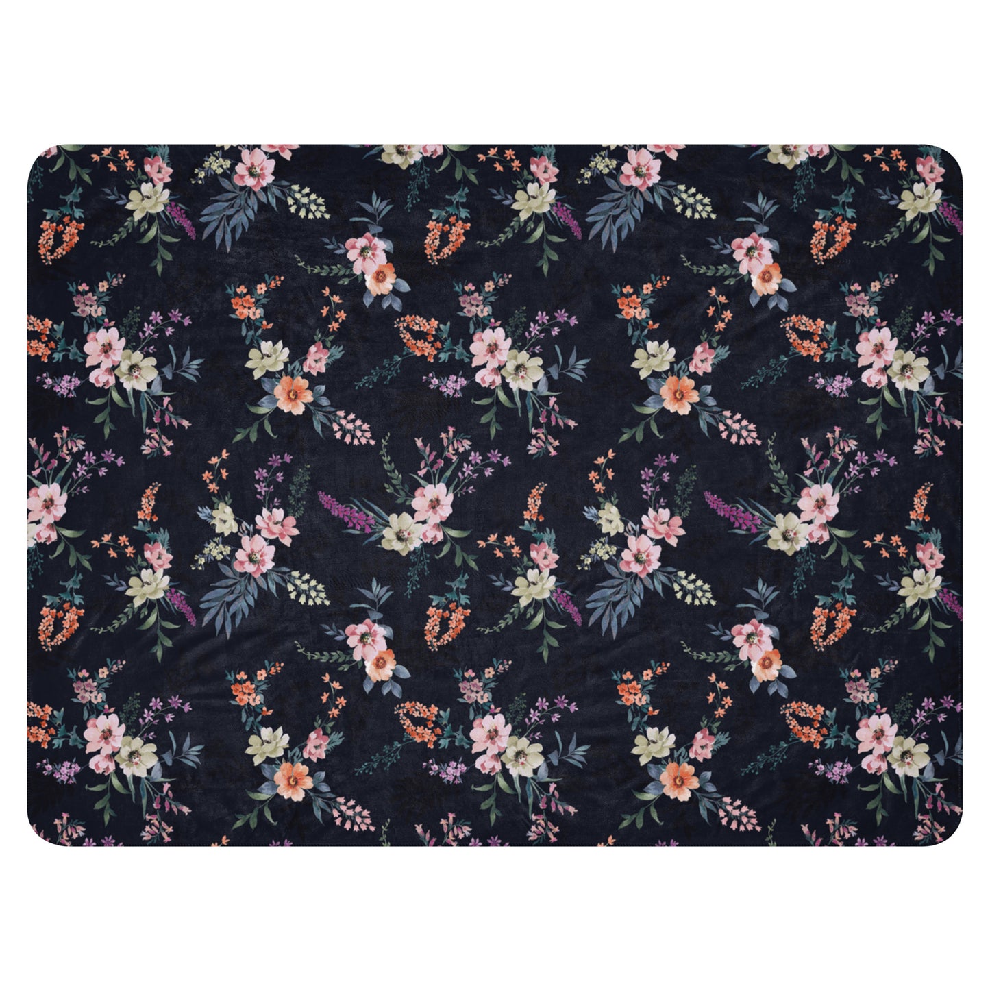Sherpa blanket - Midnight Blooms
