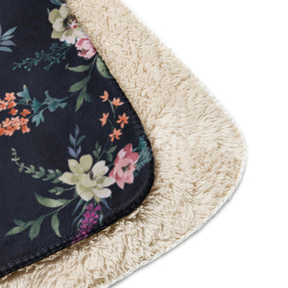 Sherpa blanket - Midnight Blooms