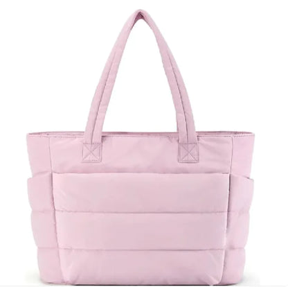 Pink tote bag on a white background