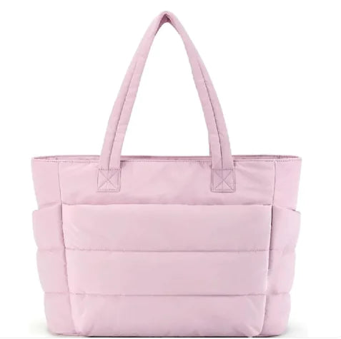 Pink tote bag on a white background
