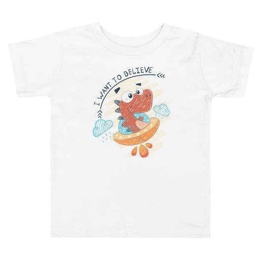 Toddler Short Sleeve Tee - Dino UFO Pilot