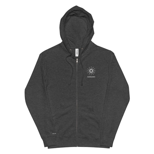 Unisex Fleece Zip Up Hoodie - Cardano Logo, Stacked
