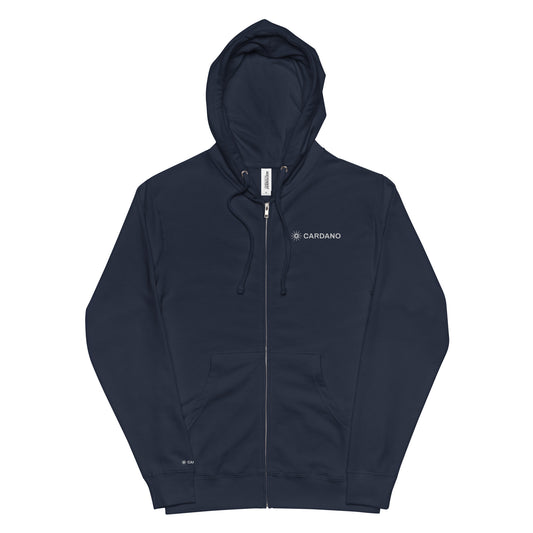 Unisex Fleece Zip Up Hoodie - Cardano Logo, Inline