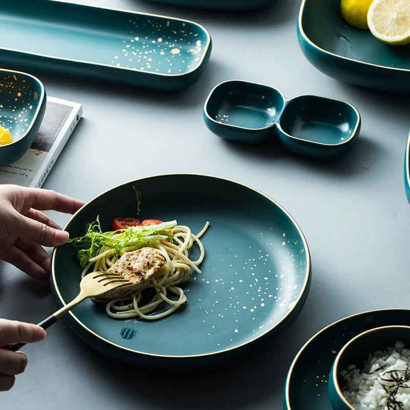 Nordic Green Ceramic Dinnerware Set