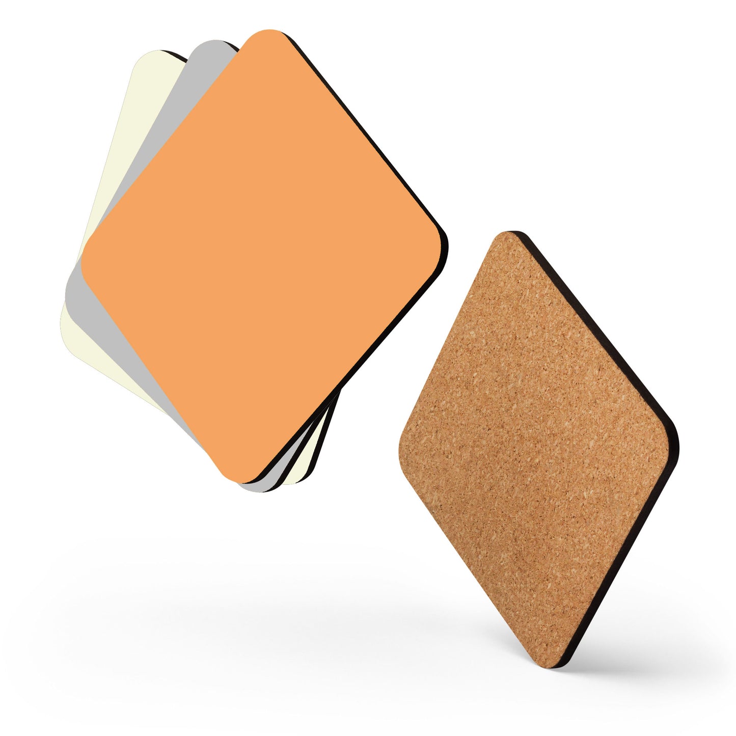 Solid Colour Cork-back coasters