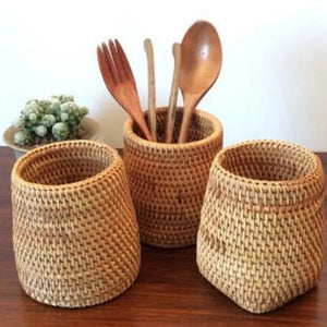 Handwoven Rattan Organizer Baskets