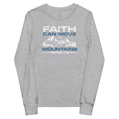 Youth long sleeve tee - Faith can Move Mountains