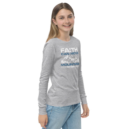 Youth long sleeve tee - Faith can Move Mountains