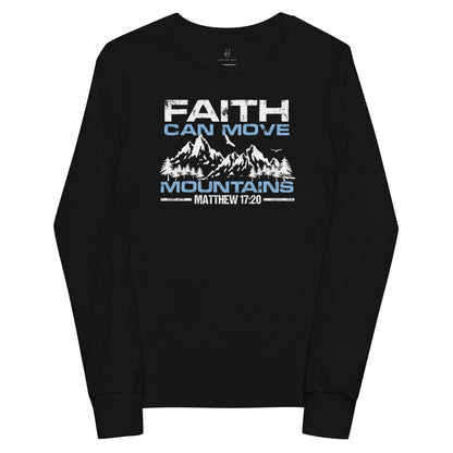 Youth long sleeve tee - Faith can Move Mountains