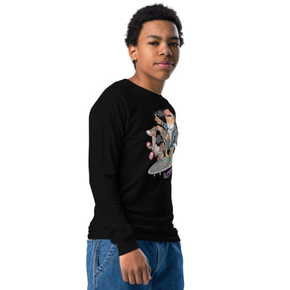 Youth long sleeve tee - Skateboarding Rebel Cat