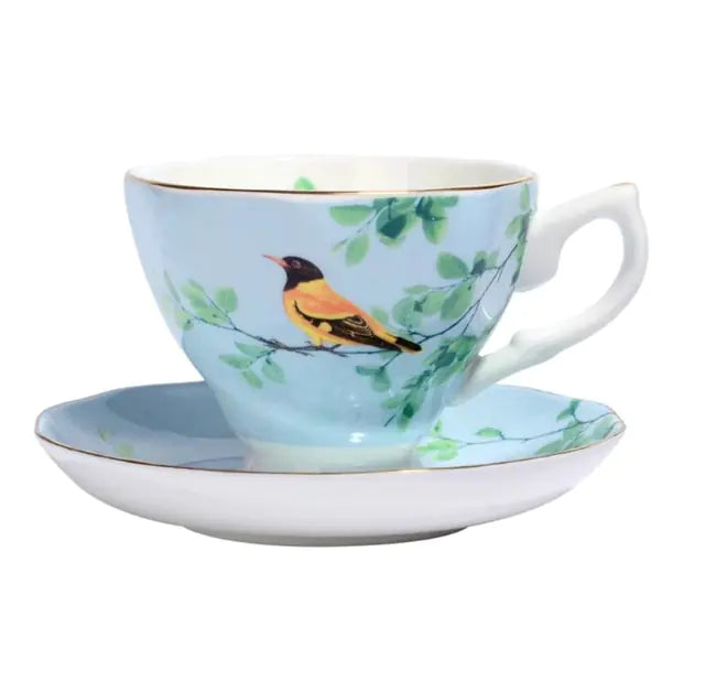 African Oriole Bone China Tea Cups